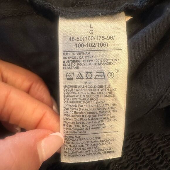 GAP Black Sweetheart Button-Front Peplum Cotton Top Size Large - Picture 7 of 8